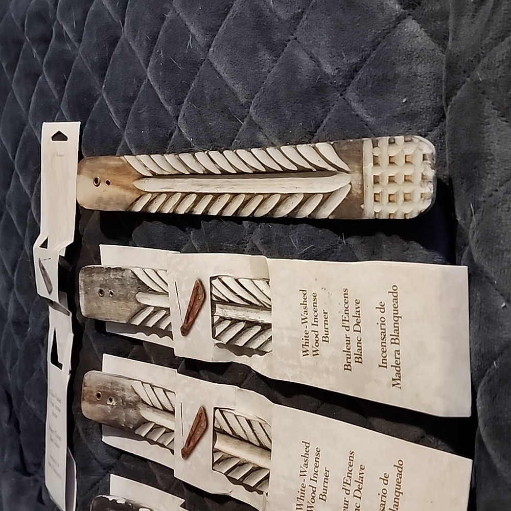 Lot of 4 incense burner driftwood whitewash